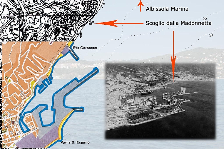 12-bporto50.jpg - In questa immagine dall'alto, degli anni '60, si nota come la Margonara si trovi proprio a ridosso dell'area portuale.